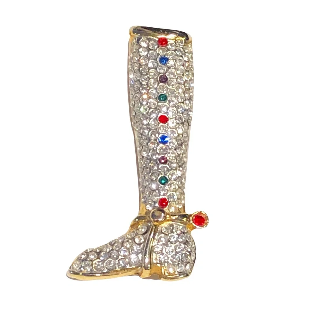 VINTAGE CRYSTAL COWBOY BOOT BROOCH